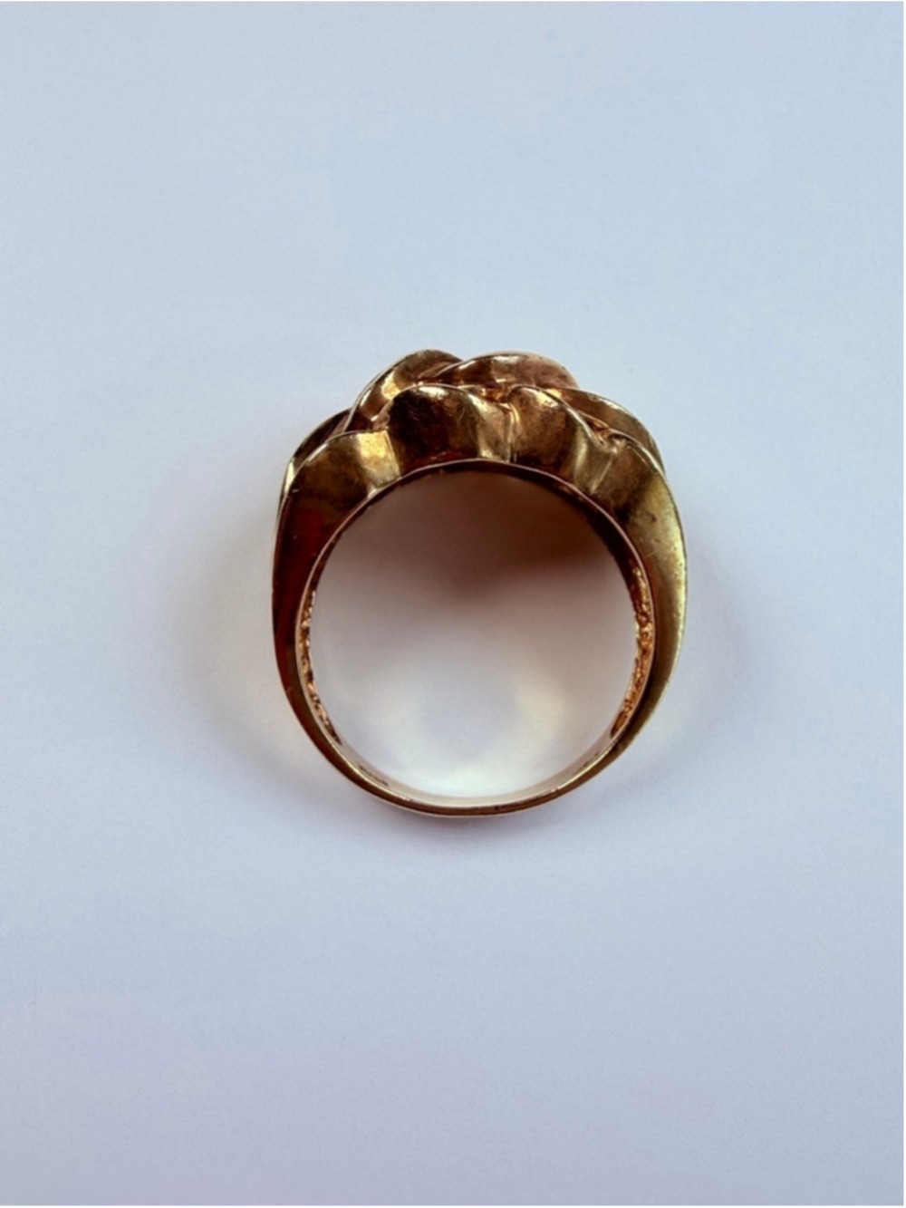 14K Solid Yellow Gold Diamond Baguette William Loeb Vintage Braided Domed Ring - Picture 5 of 13